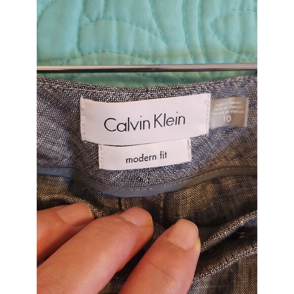 Calvin Klein Women's Size 10 Modern Fit Heather Gray 100%‎ Linen Women's Pants. - Picture 2 of 9